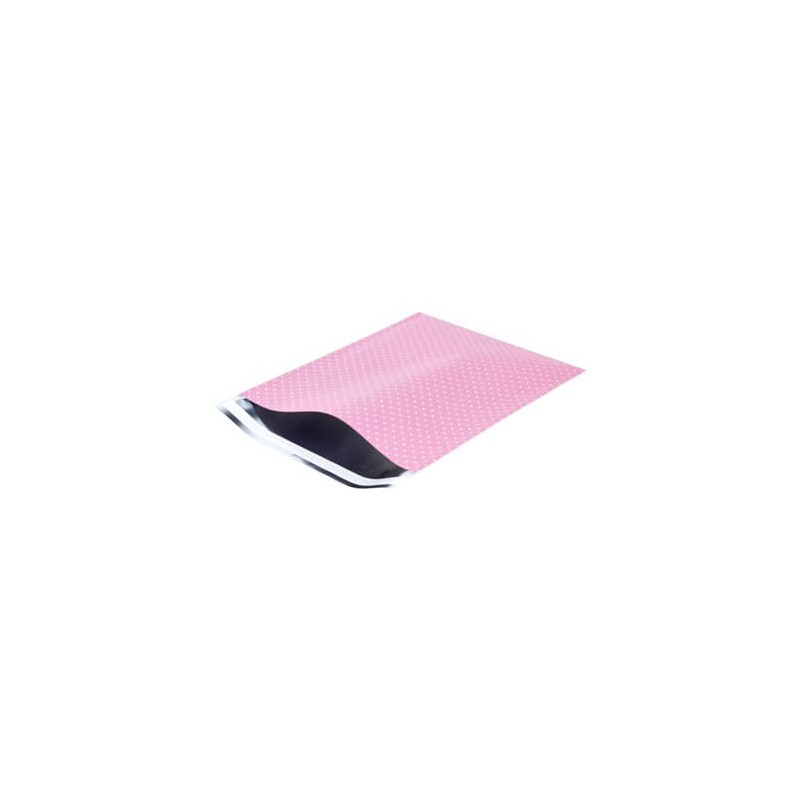 Verzendzakken - A4 - Witte Stippen op Roze - Luxe - Zijaanzicht open