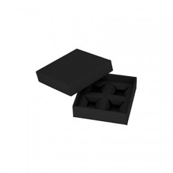 Inlay geschenkdoos met deksel - Bonbon - Zwart kraft - FSC® - Open met inlay