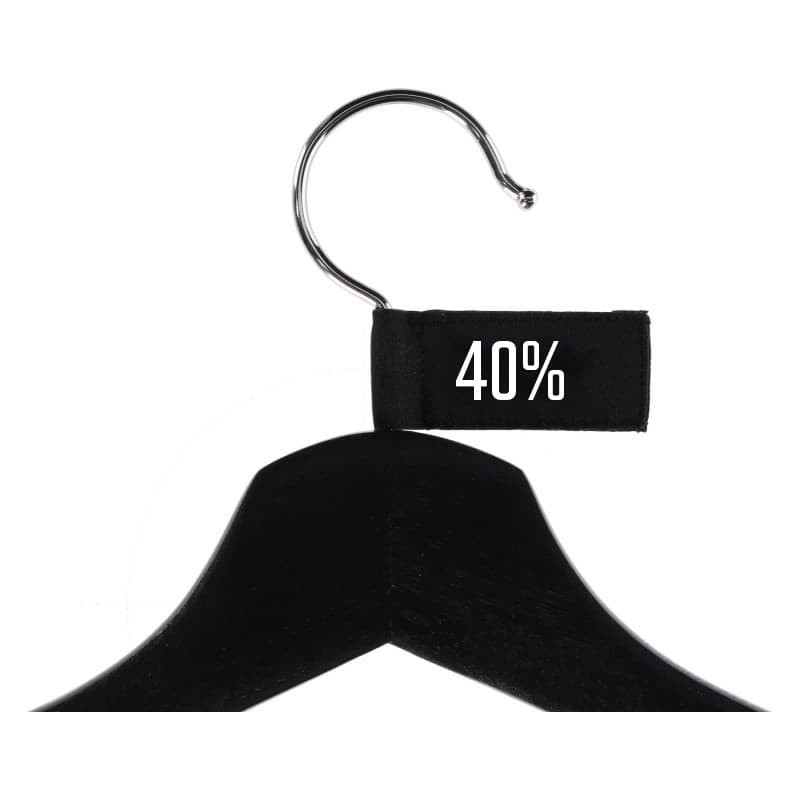 Kleding labels - Zwart - 40% - Textiel - Vooraanzicht op hanger