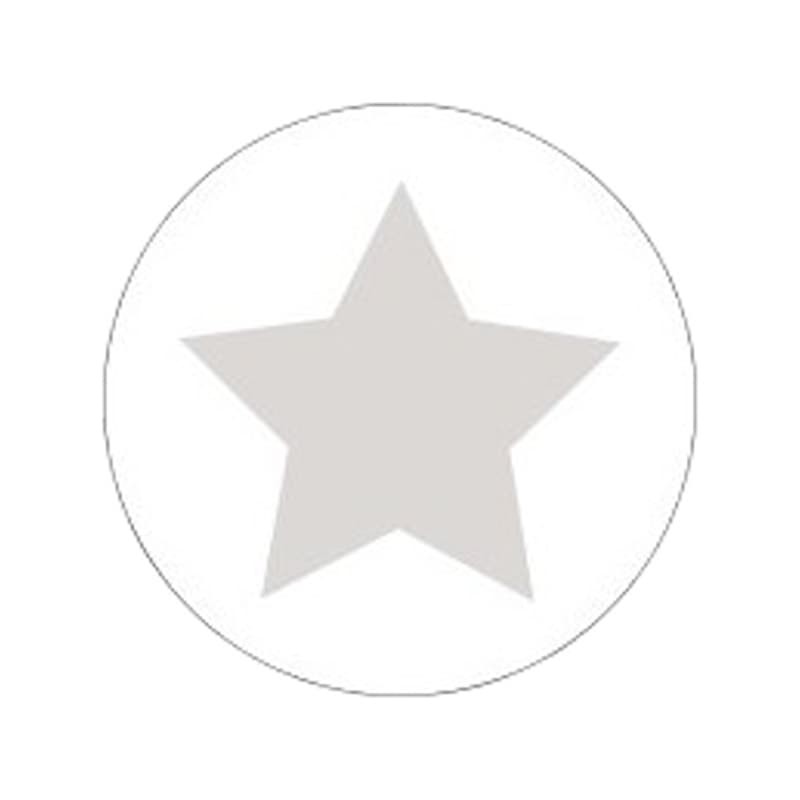 Cadeau stickers - STAR - Zilver op wit - Vooraanzicht