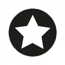 Cadeau stickers - STAR - Wit op zwart glans - Vooraanzicht