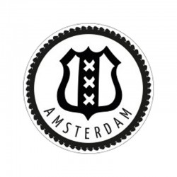 Cadeau stickers - AMSTERDAM - Zwart op wit glans - Vooraanzicht