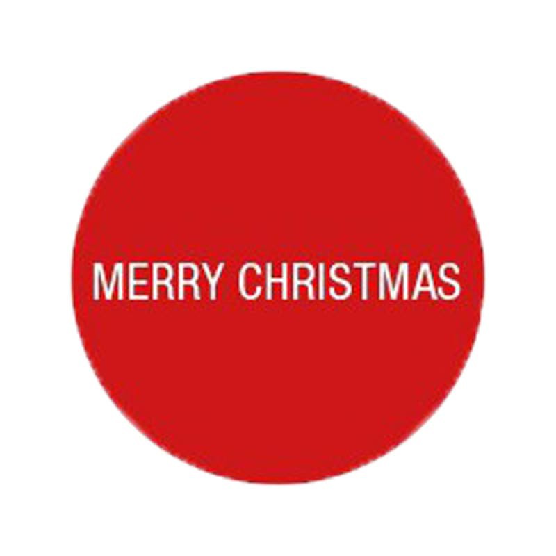 Cadeau stickers - MERRY CHRISTMAS - Wit op rood - Vooraanzicht