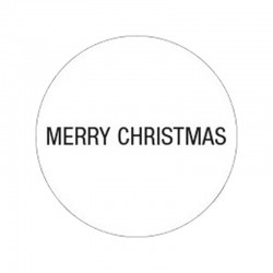 Cadeau stickers - MERRY CHRISTMAS - Zwart op wit - Vooraanzicht