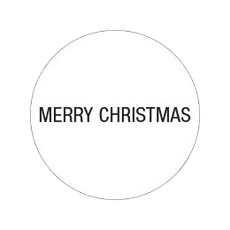 Cadeau stickers - MERRY CHRISTMAS - Zwart op wit - Vooraanzicht