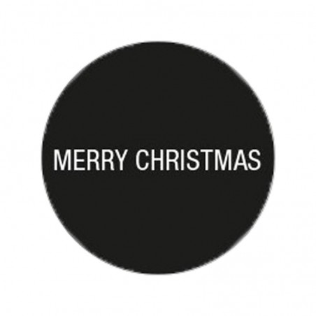 Cadeau stickers - MERRY CHRISTMAS - Wit op zwart Glans