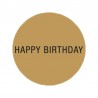 Cadeau stickers - HAPPY BIRTHDAY - Zwart op bruin - Close-up