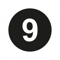 Kleding stickers - Cijfer 9 - Wit op Zwart Glans - Close-up