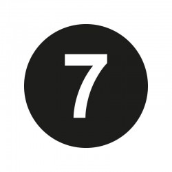 Kleding stickers - Cijfer 7 - Wit op Zwart Glans - Close-up