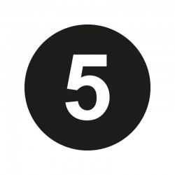 Kleding stickers - Cijfer 5 - Wit op Zwart Glans - Close-up