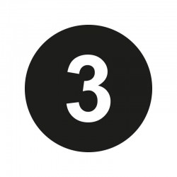 Kleding stickers - Cijfer 3 - Wit op Zwart Glans - Close-up