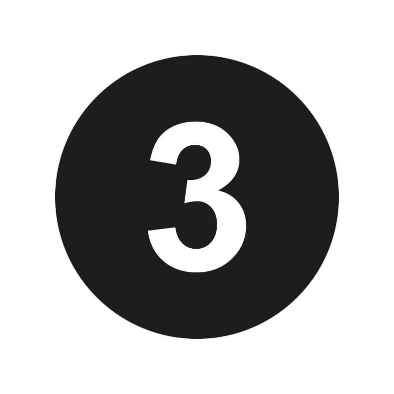 Kleding stickers - Cijfer 3 - Wit op Zwart Glans - Close-up