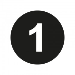 Kleding stickers - Cijfer 1 - Wit op Zwart Glans - Close-up