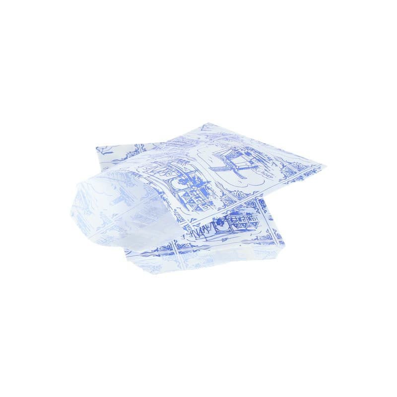 Papieren zakjes - Souvenir - Wit Blauw - Vooraanzicht formaat