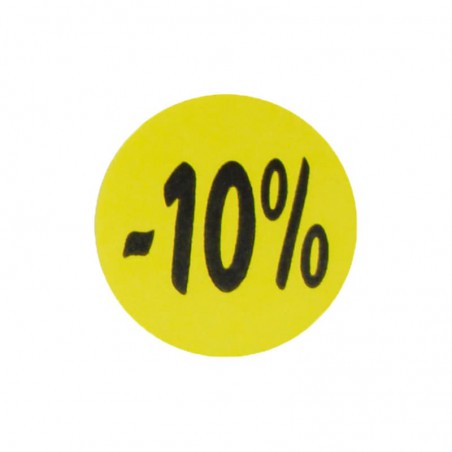 Kortingsstickers - 10% - Geel Mat