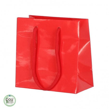 Papieren draagtassen - Rood Glans - Luxe - Katoenen koord