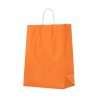 Papieren draagtassen - Oranje - Gedraaide handgreep - Zijaanzicht voor