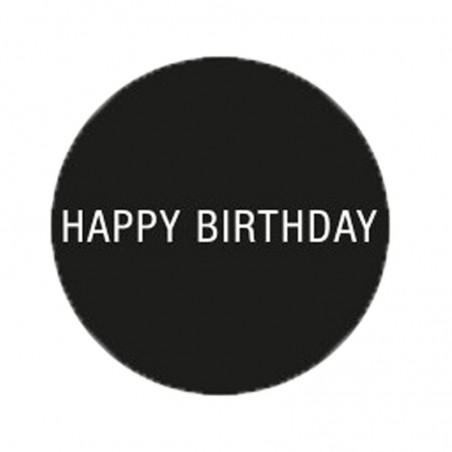 Cadeau stickers - HAPPY BIRTHDAY - Wit op zwart Glans