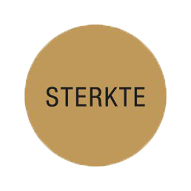 Cadeau stickers - STERKTE - Zwart op bruin - Close-up