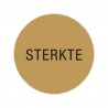 Cadeau stickers - STERKTE - Zwart op bruin - Close-up