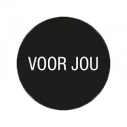 Cadeau stickers - VOOR JOU - Wit op zwart - Close-up