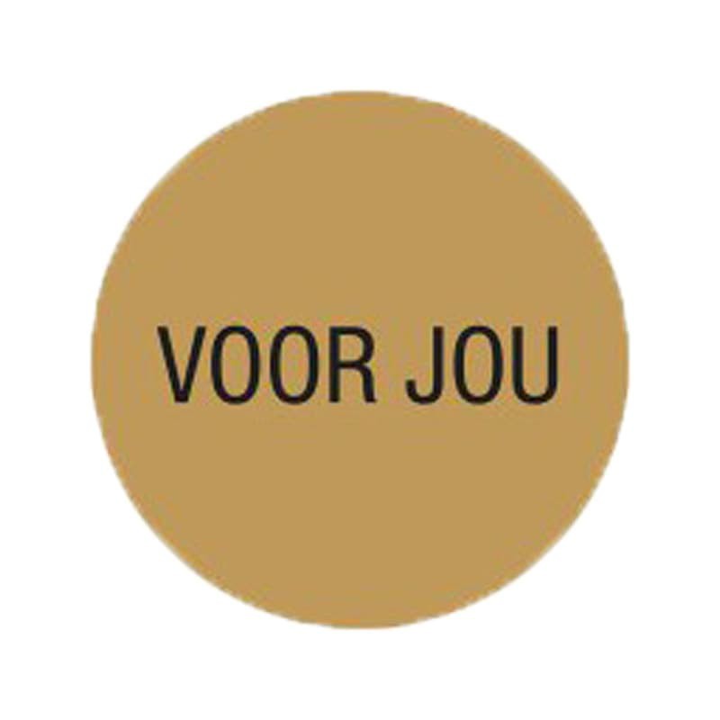 Cadeau stickers - VOOR JOU - Zwart op bruin - Close-up