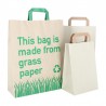 Gras papieren draagtassen - Bruin Kraft - Platte handgreep - Gerecycled graspapier - Toepassingsfoto