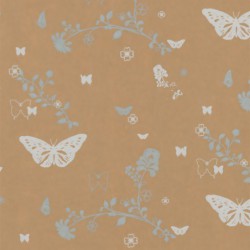Inpakpapier - Vlinders - Wit op bruin (Nr. 914) - Close-up