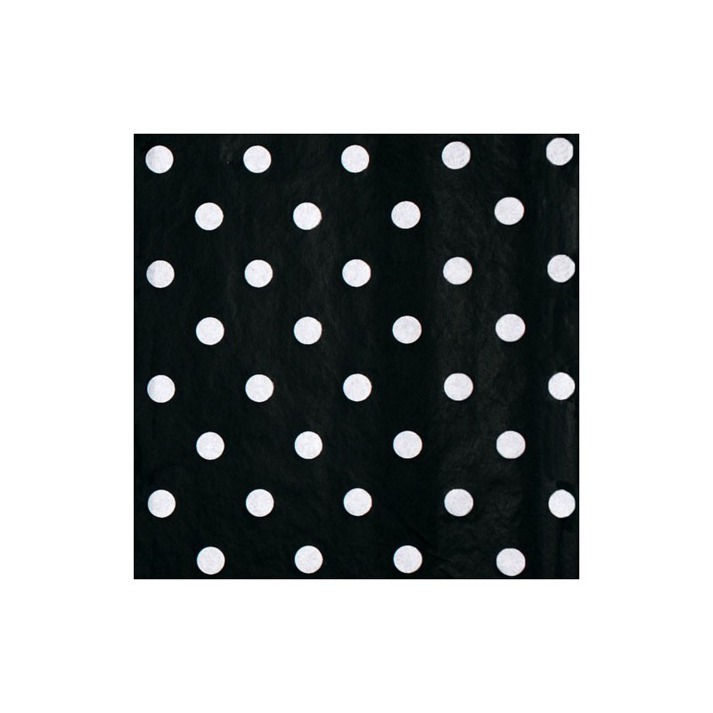 Zijdepapier - Stippen - Wit op zwart - Close-up