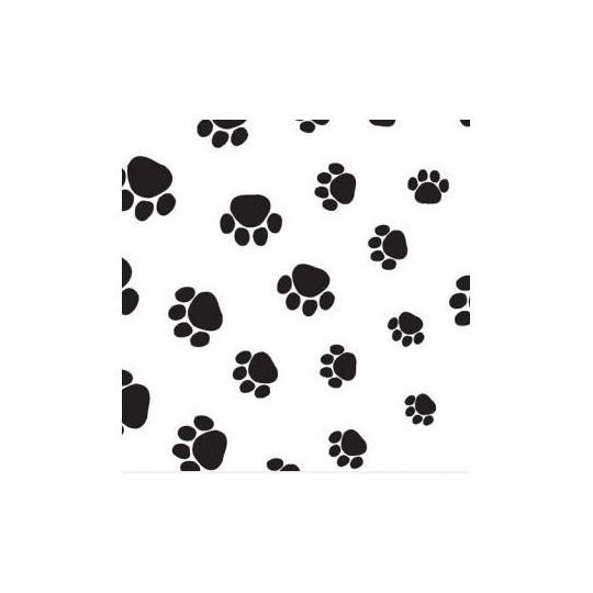Zijdepapier - Puppy Pootjes - Zwart op wit