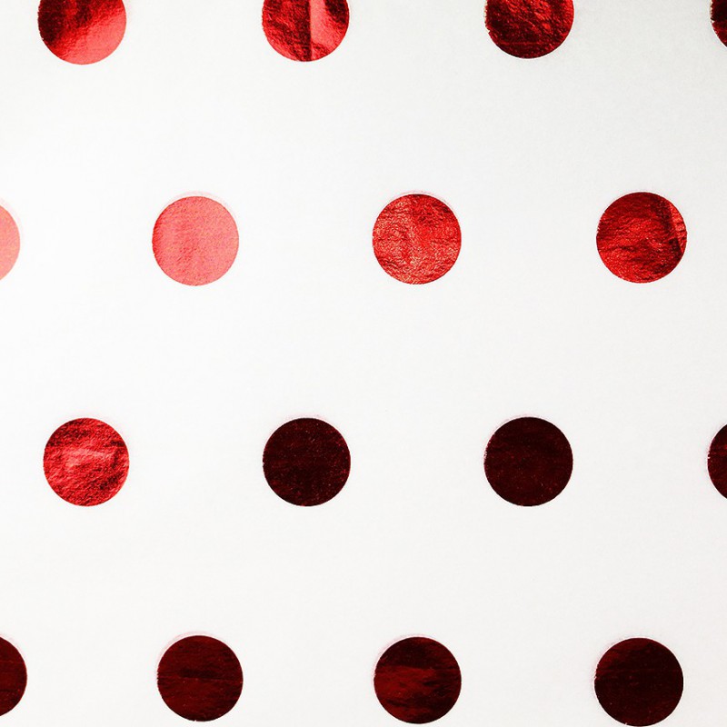 Zijdepapier - Stippen - Rood op wit - Close-up